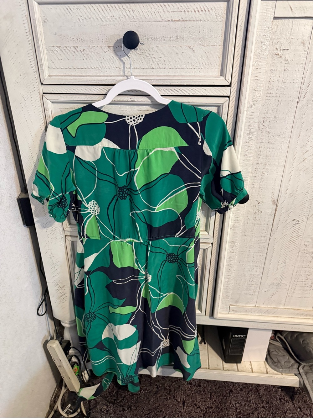 Banana Republic Green and Navy Floral Midi Dress